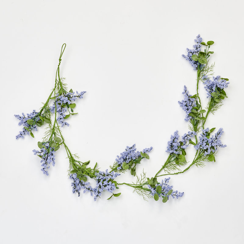 47" Purple Bud & Green Leaves Garland