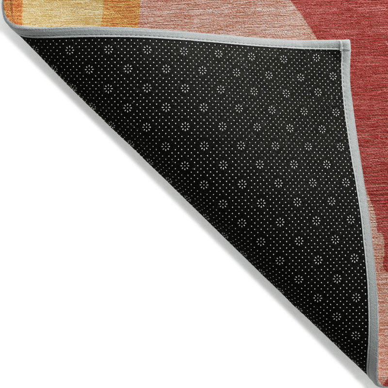 Blush and Orange Synthetic Washable Area Rug