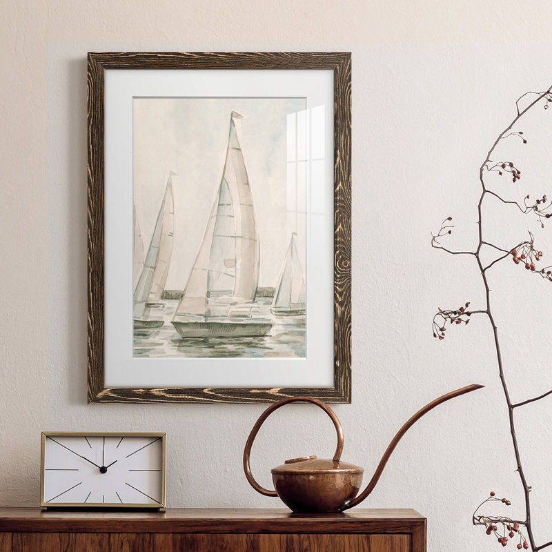 " Sail Scribble I " Painting Print, Dark Gray Framed, 43.5" H x 31.5" W x 1" D