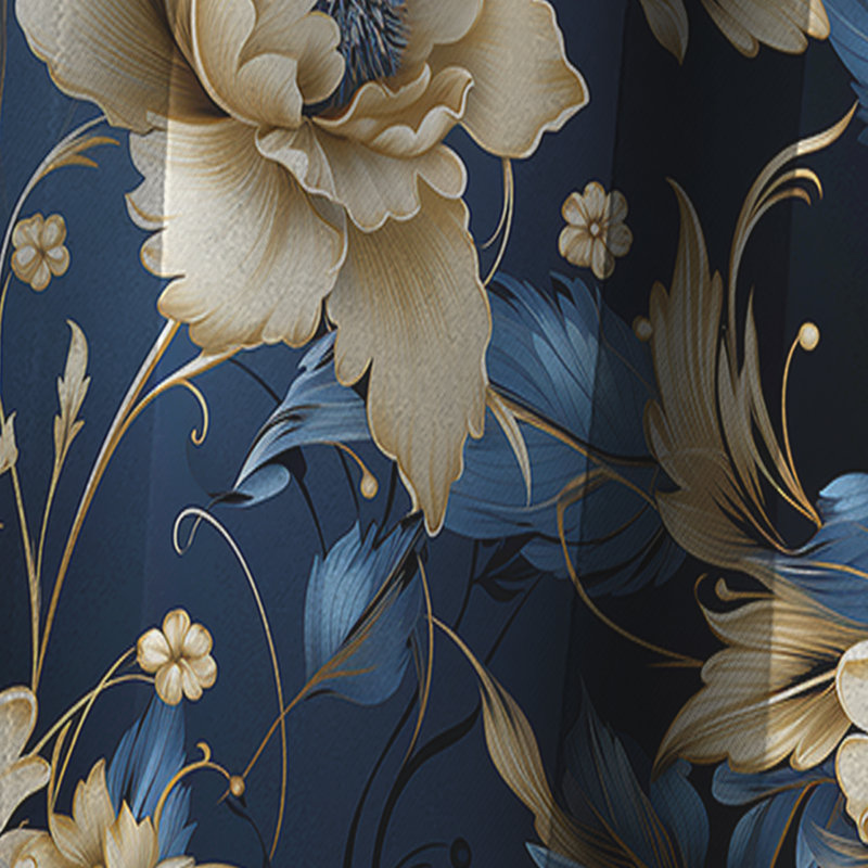 Regal Baroque Flourish Victorian Motif III - Rideau damassé - Rideau occultant - 1 panneaux, L 52 po x L 120 po