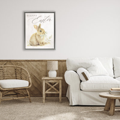 Cadre flottant rétro avec lapin joyeuses Pâques, design par Lux + Me Designs