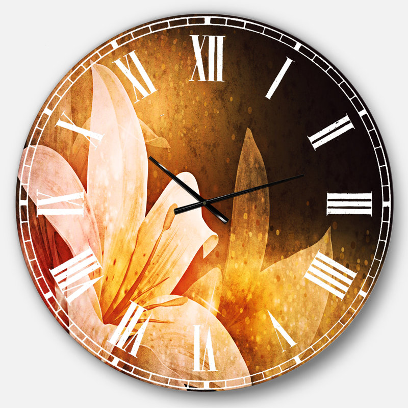 Fleur fractale brune brillante - Horloge murale traditionnelle, Surdimensionné