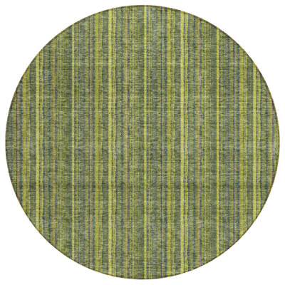 Tapis extérieur lavable rayé 8 pi vert olive et vert lime