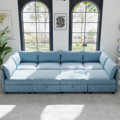 Antique Blue Sectionals Sofa, Chenille Fabric, Modern Flexible Design For Home
