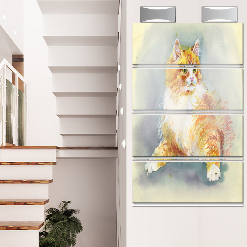 Cat wall art - Hand Drawn Watercolor Cat Framed On Metal