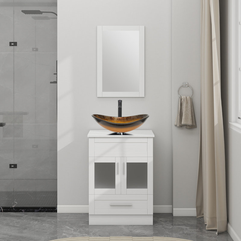 Burrigan 24'' Single Bathroom Vanity with Plastic Top