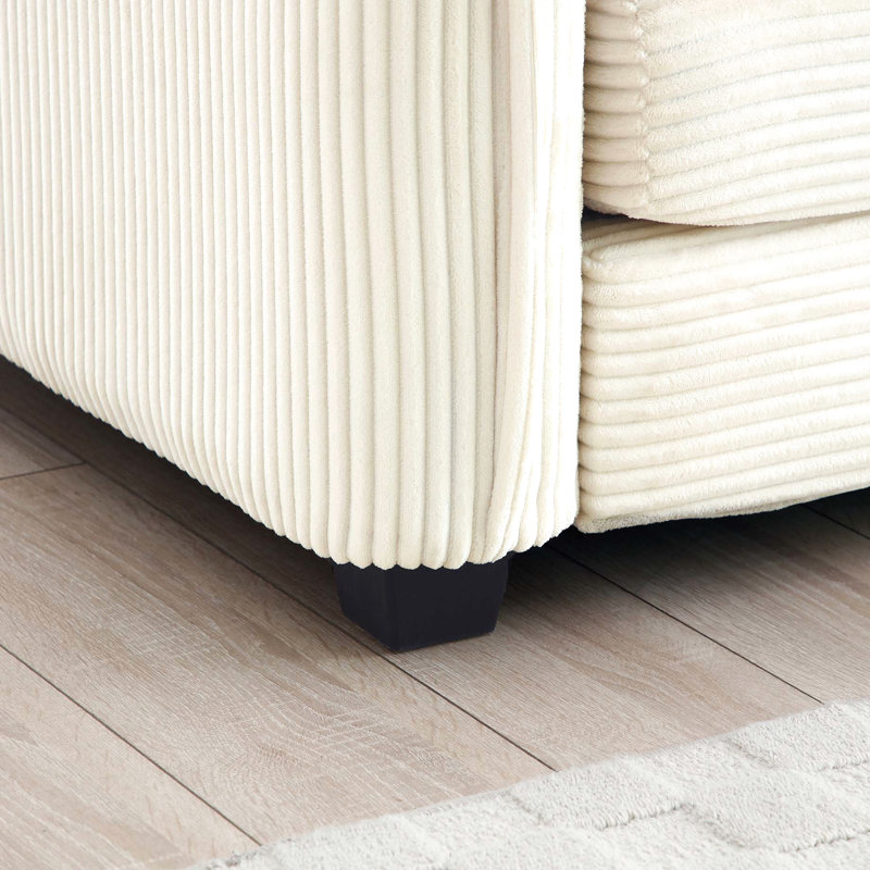 Lit en velours côtelé beige 3: conception ergonomique pour un soutien optimal avec: confort d'assise