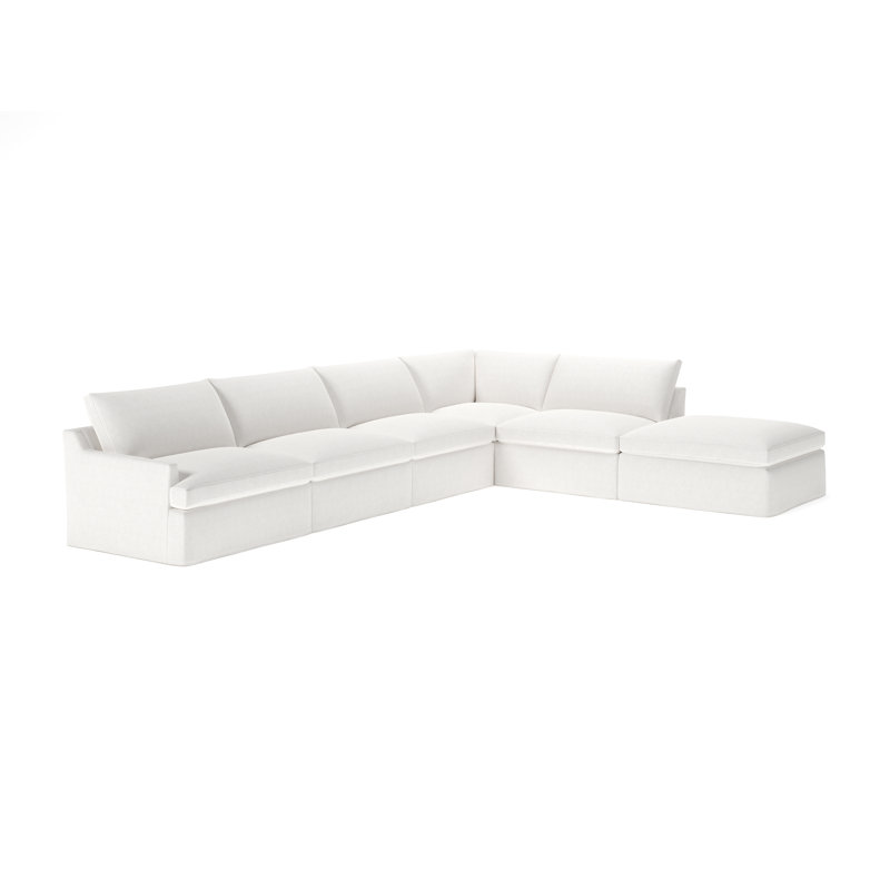 Canapé modulaire 6 pièces Wrenley, Chenille Crypton® neige Nomad, Orienté à droite