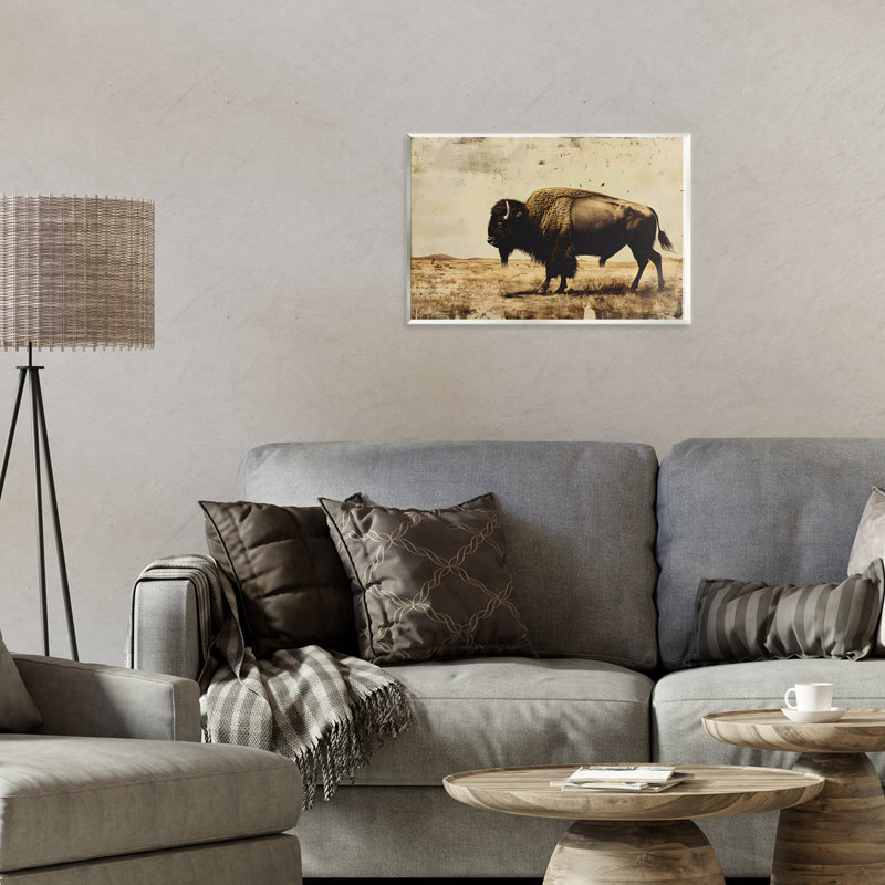 Plaque murale rustique Lone Buffalo, design par Franklyn Gregory, H 10 po x l 15 po