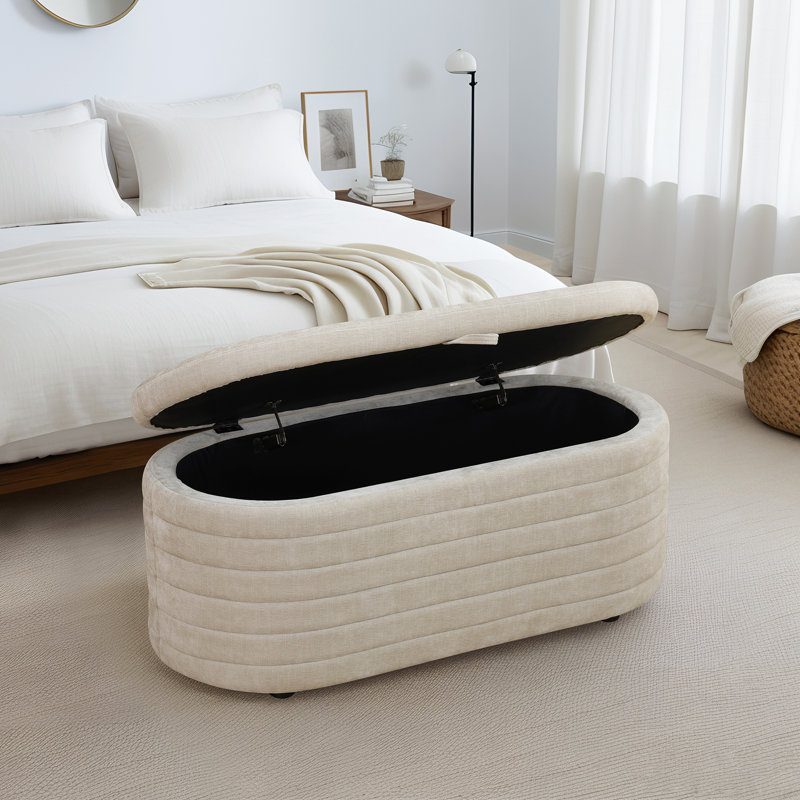 Repose-pieds de salon rembourré, Chenille beige