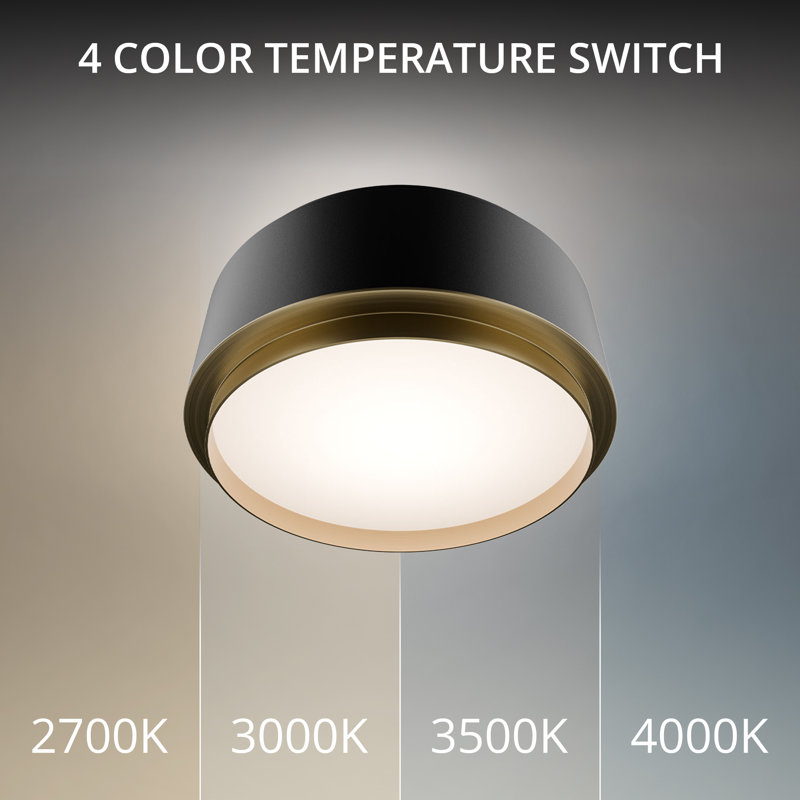 Salvo 9" Dimmable LED Flush Mount Light Fixture With Built In Color Temperature Adjustability Switch From 2700K/3000K/3500K/4000K