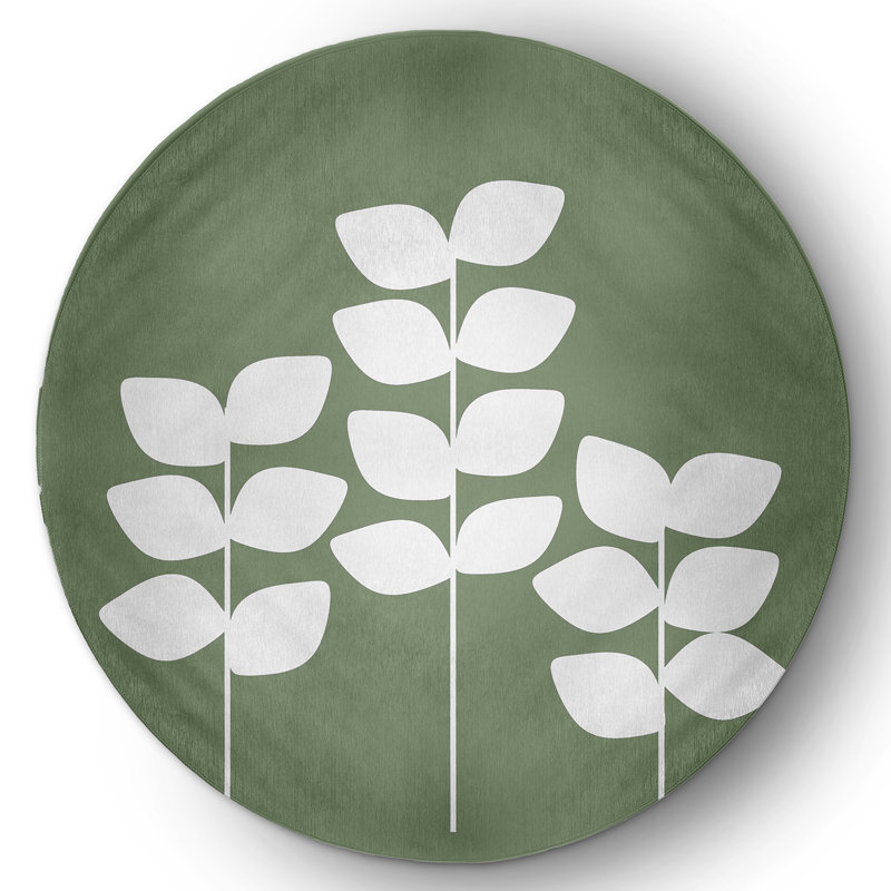 Chenille Floral Indoor Rug, Round 5'