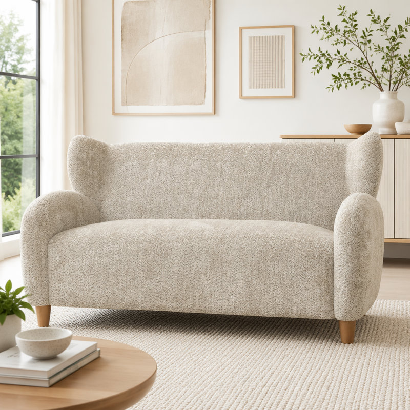 Causeuse en tissu 58 po, Chameau