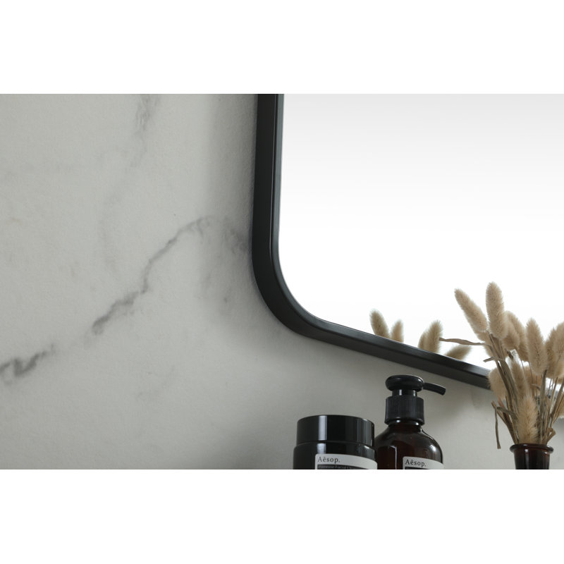 Miroir mural en métal, 42 po x 42 po, Noir