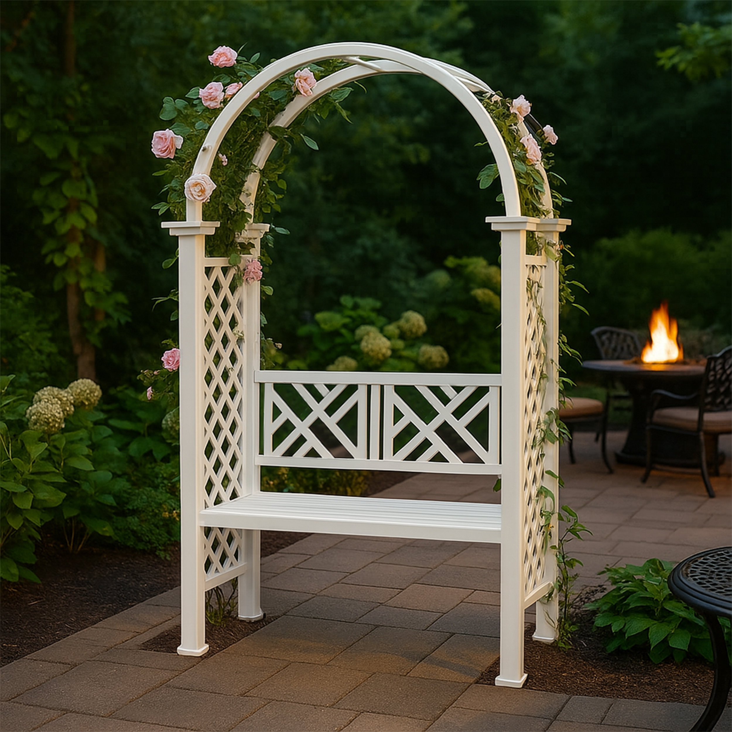 Oakland Living Aluminum Garden Arch With 2-Seater Bench | Wayfair