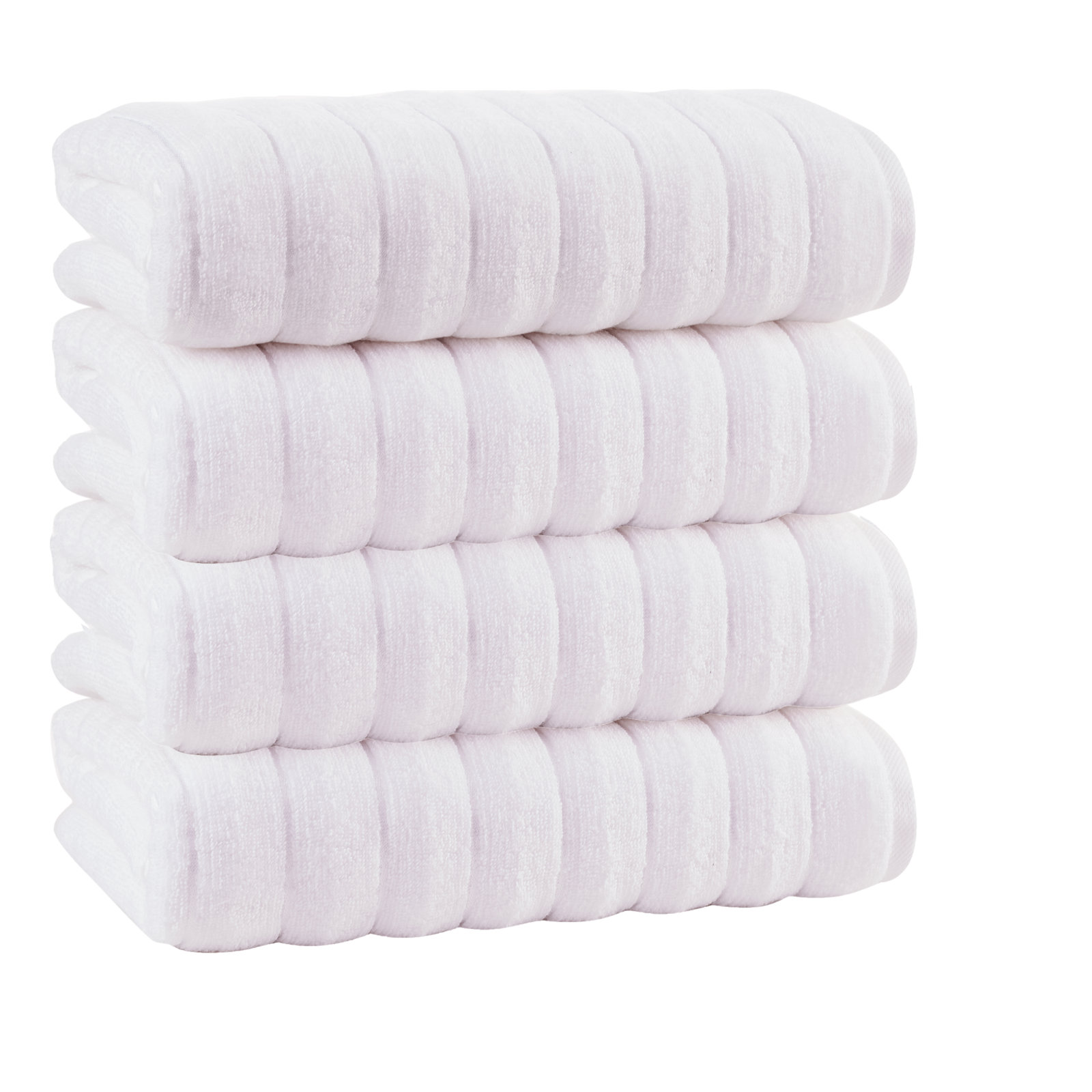 Rachel Turkish Cotton Midweight Ribbed Bath Towel, White