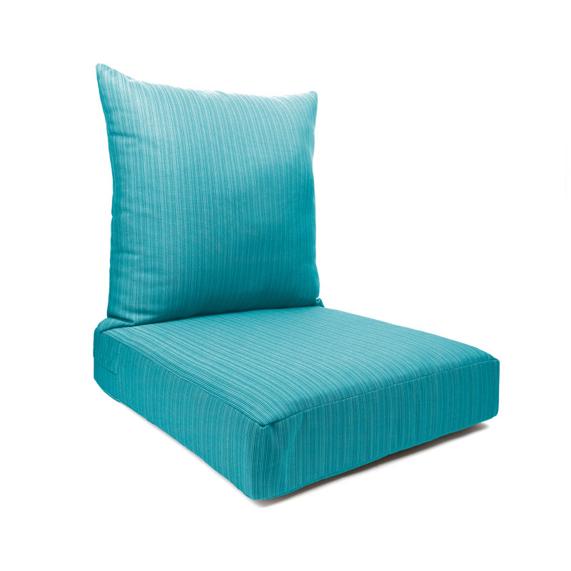 Knife Edge Seat Cushion With Zipper Closure And Knife Edge, Plain Back Cushion, With White Polyester Padded Fill., Peacock
