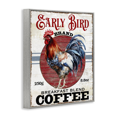 Vintage Early Bird Coffee Giclee Art by Creatif Belle