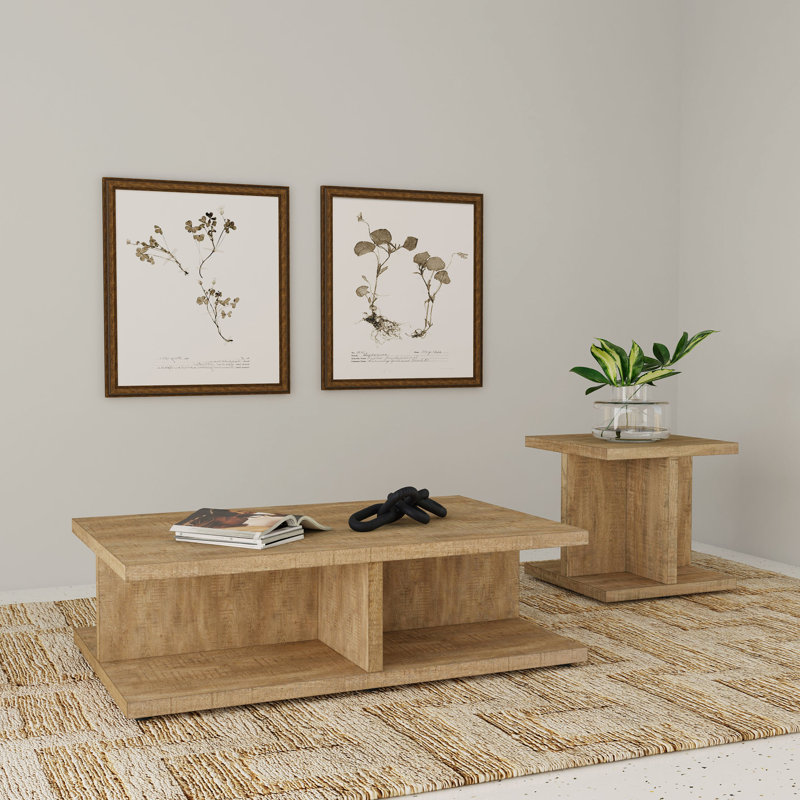 Table d'appoint carrée rustique en bois d'ingénierie couleur manguier, autoportante avec rangement ouvert, idéale pour rafraîchir votre salon ou votre chambre. Hauteur : 58 cm (23 po).