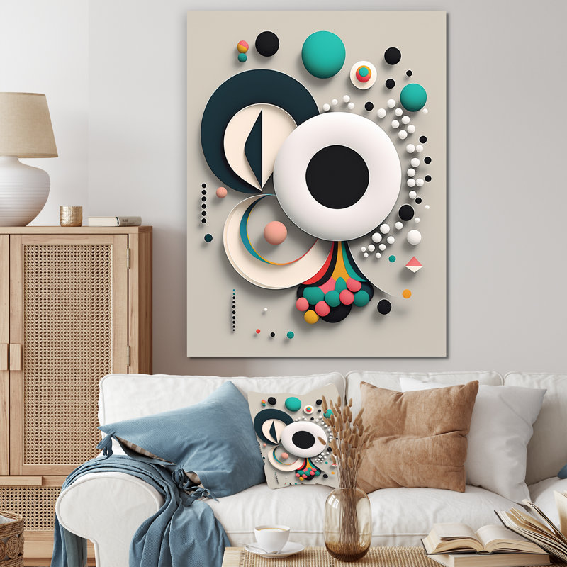 Géométrie de l'éveil rétro minimaliste I - art mural moderne géométrique salon, Toile tendue, H 44 po x l 34 po x P 1,5 po
