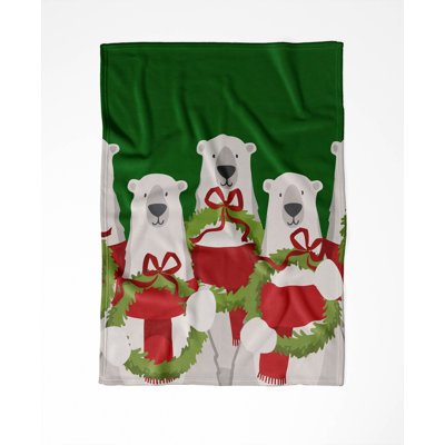 Polar bear Holiday Velveteen Fleece Throw Blanket