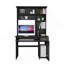 Bureau avec huche, tablettes multiples, plateau à clavier rétractable, panneau de porte pour unité centrale, tiroir, chêne gris-450629858