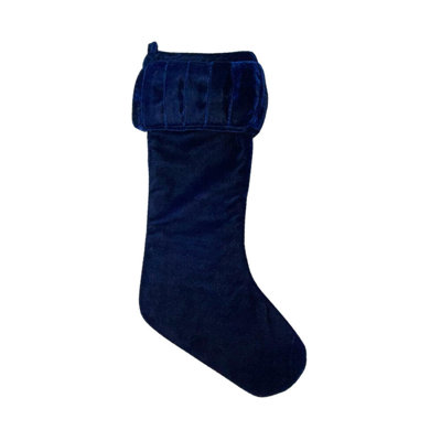  8" x 19" Plush Midnight Blue Velvet Christmas Stocking