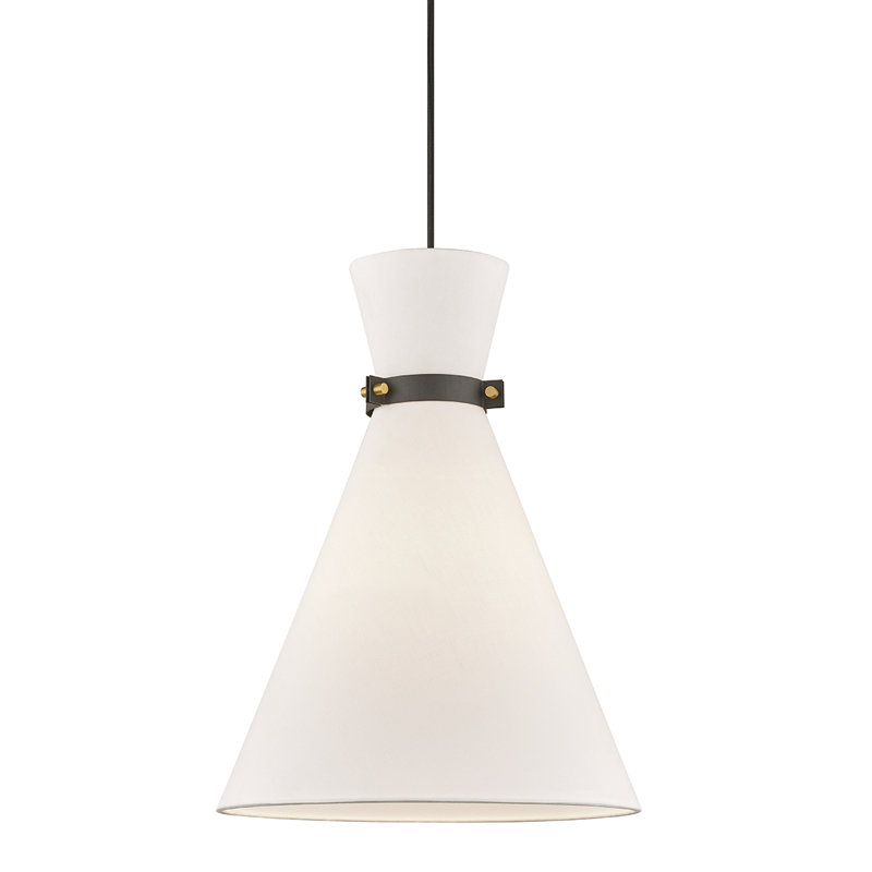 Luminaire suspendu conique à 1 lumière Julia, Laiton vieilli / noir, H 20,25 po x l 15,25 po x P 15,25 po