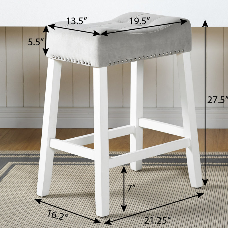 De 2 tabourets de hauteur de comptoir, velours bleu avec siège de selle, 2 tabourets Allure délavés, 2 sièges, effet blanchi