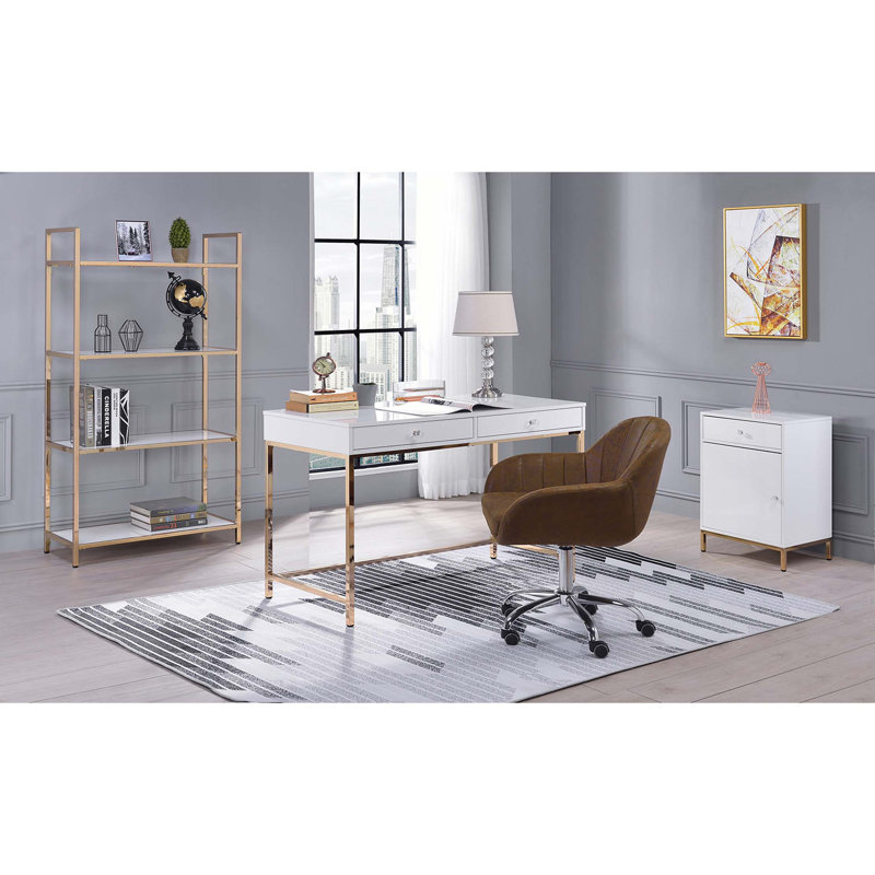 2-Drawer Writing Desk, White
