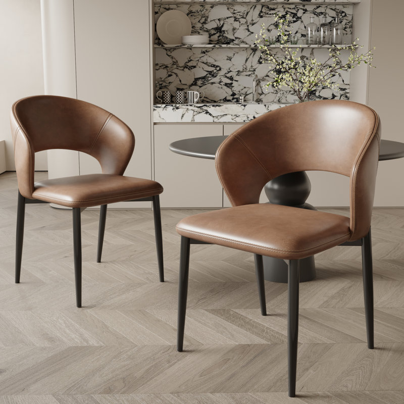 Open Back Modern Dining Chair, Brown