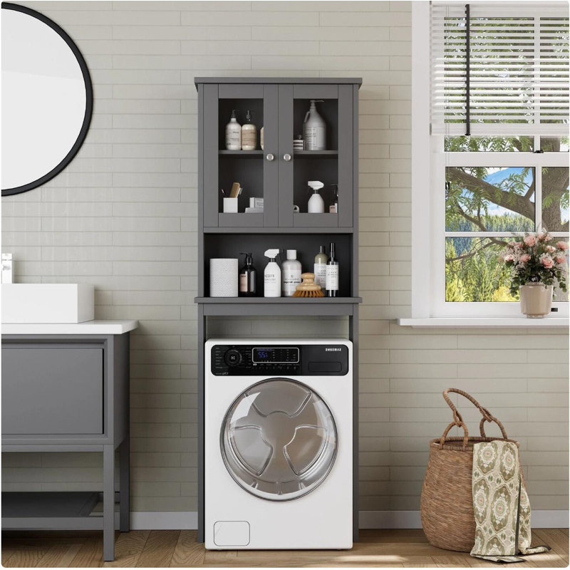 Rangement au-dessus de la toilette, organisateur de tablette de salle de bain, Gris
