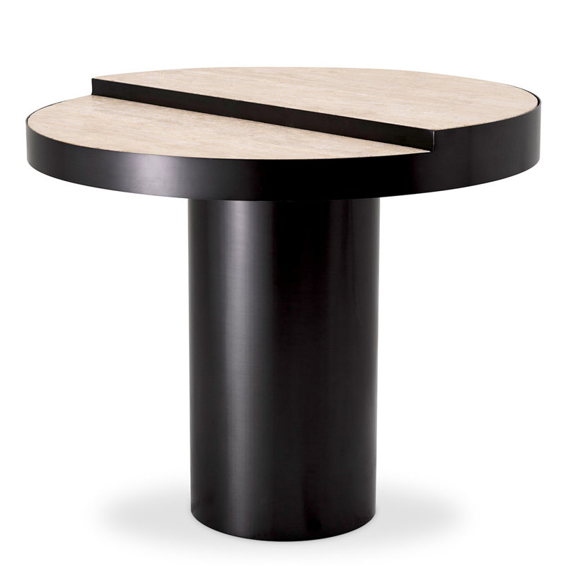 Side Table Excelsior Bronze Finish Travertine - Top