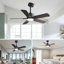 Ventilateur de plafond intérieur / extérieur de 52 pouces avec lumière DEL et télécommande, moteur à courant continu réversible à 6 vitesses, noir élégant, pales à double finition
