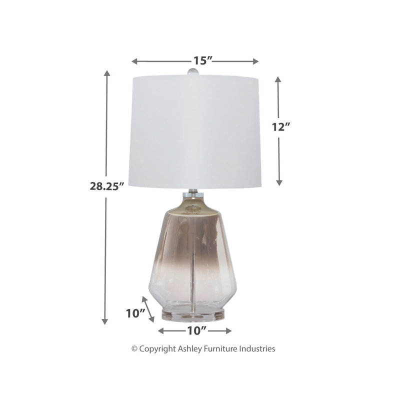 Jaslyn Silver Ombre Glass Table Lamp with White Shade