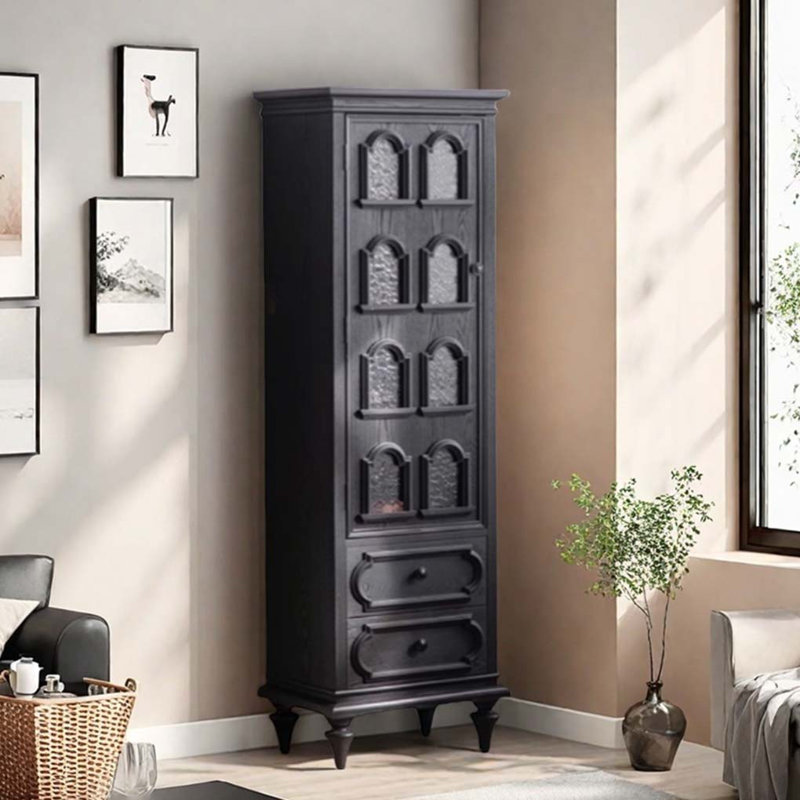 Bibliothèque de rangement noire de style rétro