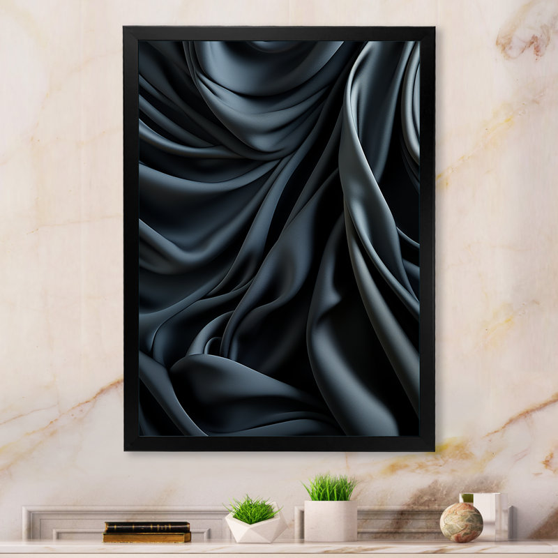 Silk Fractal Noir Curves I - impression d'art mural fractal, Cadre photo noir, H 32 po x l 16 po x P 1 po