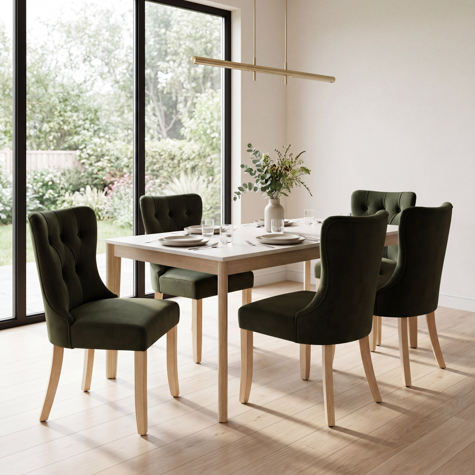 Robbie Dining Chair, Dark Green Velvet