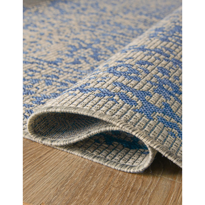Cowell Oriental Blue/Gray Indoor/Outdoor Area Rug, Rectangle 5'3" x 7'1"