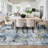 Modern Washable Rug 10x13 Large Contemporary Abstract Rug with Non Slip TPR Backing, Soft Non Shedding Floor Covering, Low Pile Thin Foldable Mat for Open Spaces Office, Blue-1357862313-1357862319