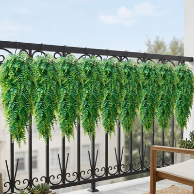 Artificial Hanging Fern Bushes, 31.1" Faux Boston Fern Greenery for Indoor & Outdoor Decor(Set of 12 )