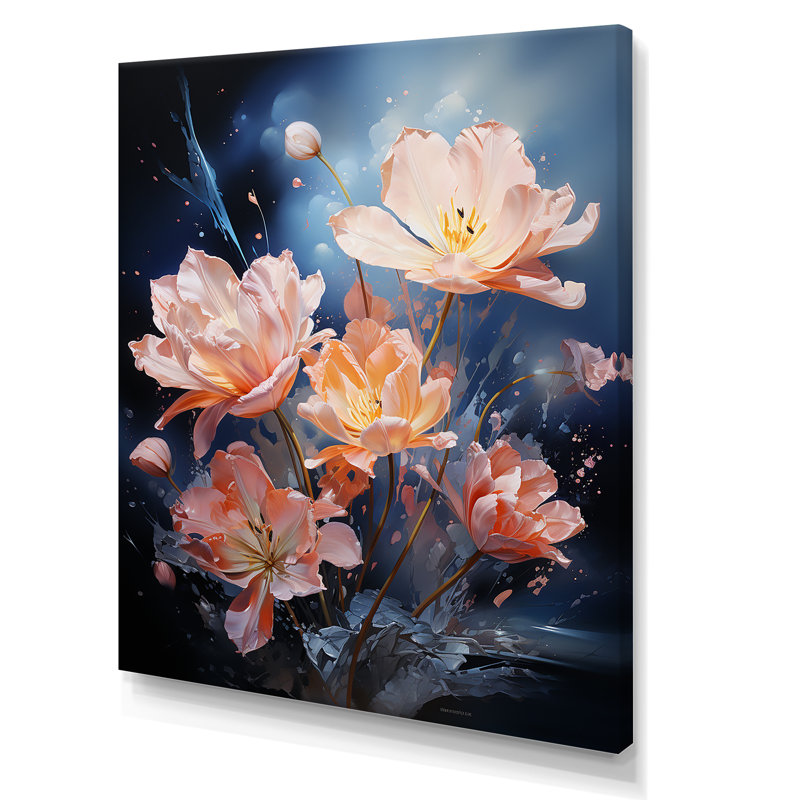 «Tulipes beiges» sur toile imprimée, Toile tendue, H 44 po x l 34 po x P 1,5 po