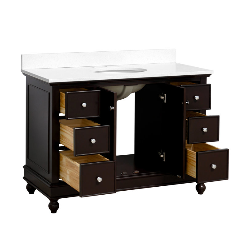 Ensemble de meuble-lavabo simple 48 po Ferdinand, Chocolat, Quartz