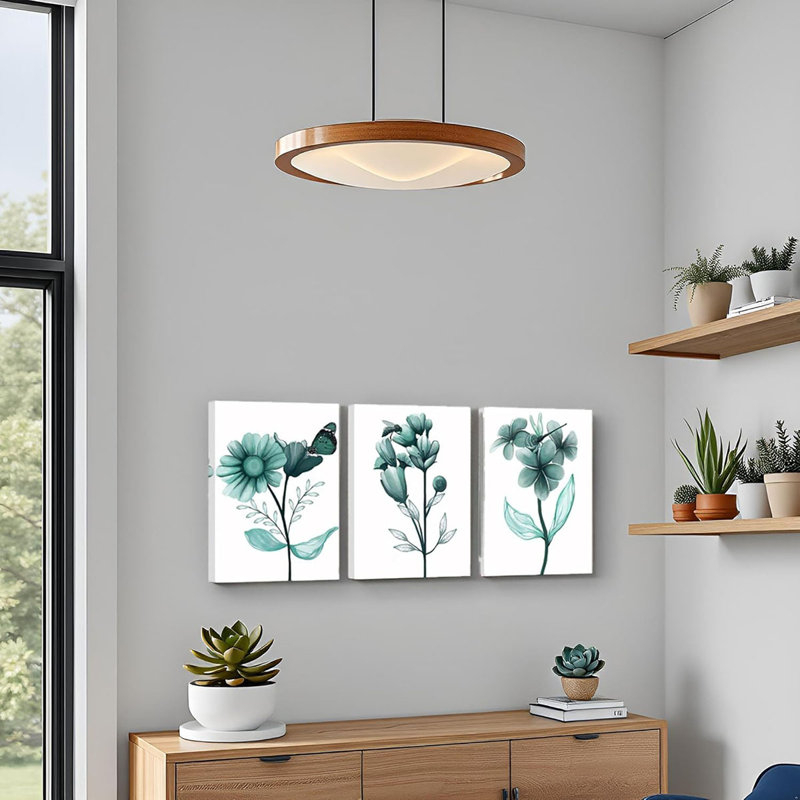 3 Piece Wrapped Canvas Print, Green