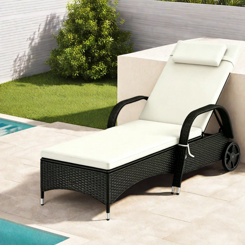 Méridiennes de patio réglables, chaise longue moderne en rotin d'acier