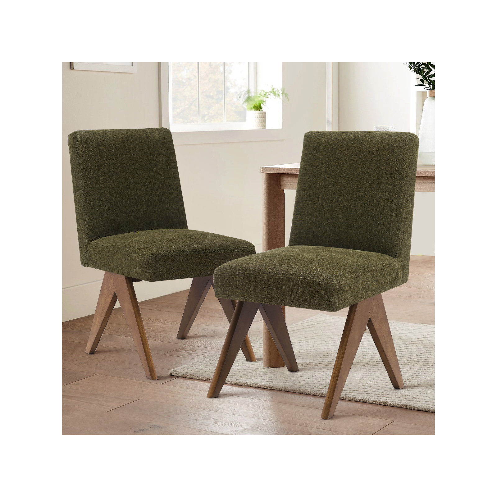 Brittnie Mid Century Modern Dining Chair, Olive Green