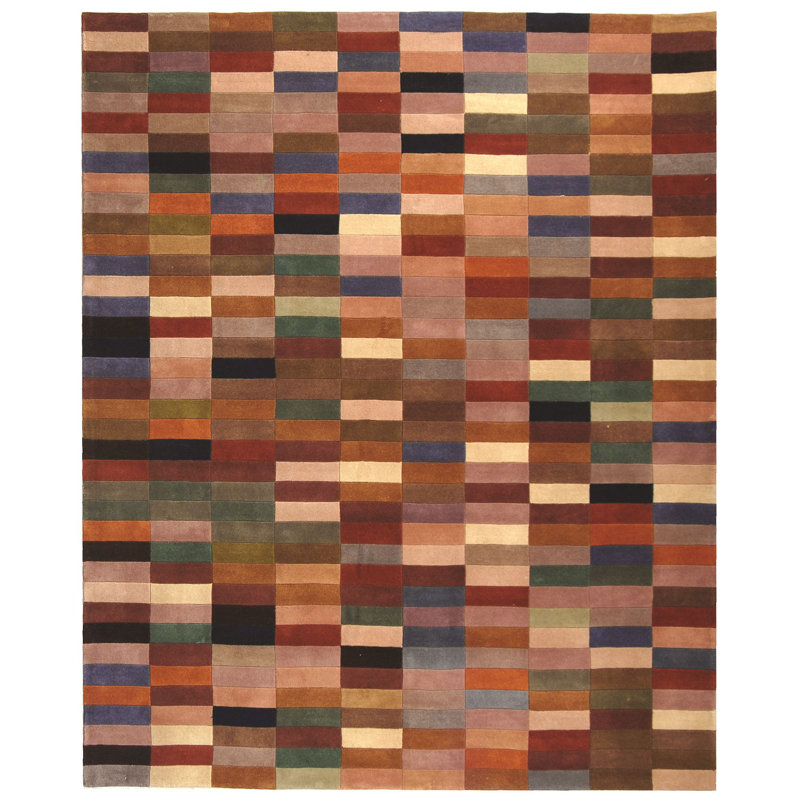 Charbonneau Drive Hand Tufted Wool Pile Geometric Rug, Rectangle 8' x 10'