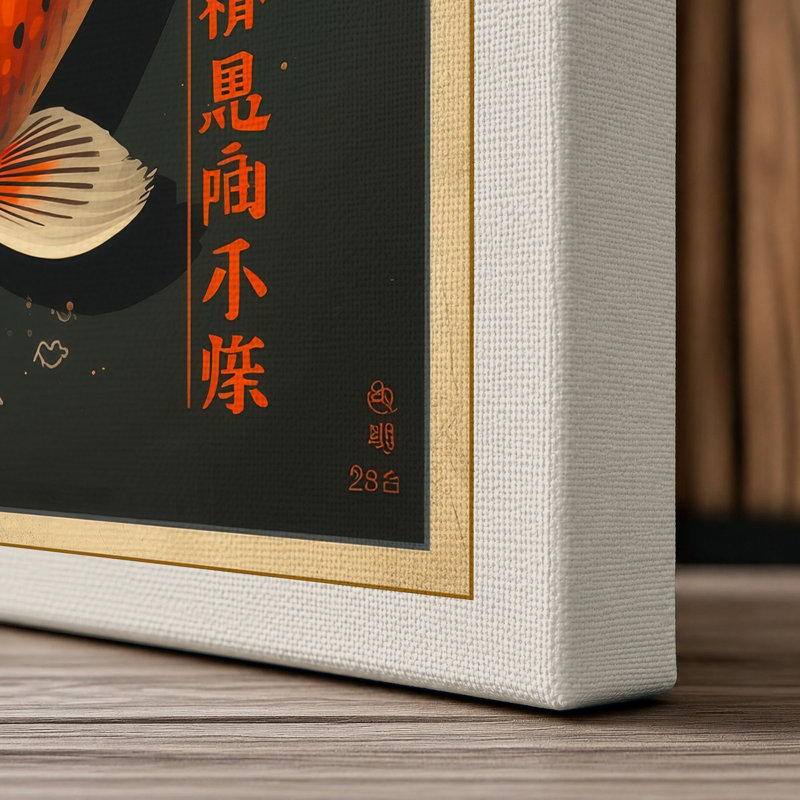 Koi Under Stars Japandi - Wrapped Canvas, 24x16 - 61.0 x 40.6 cm, Cream Border