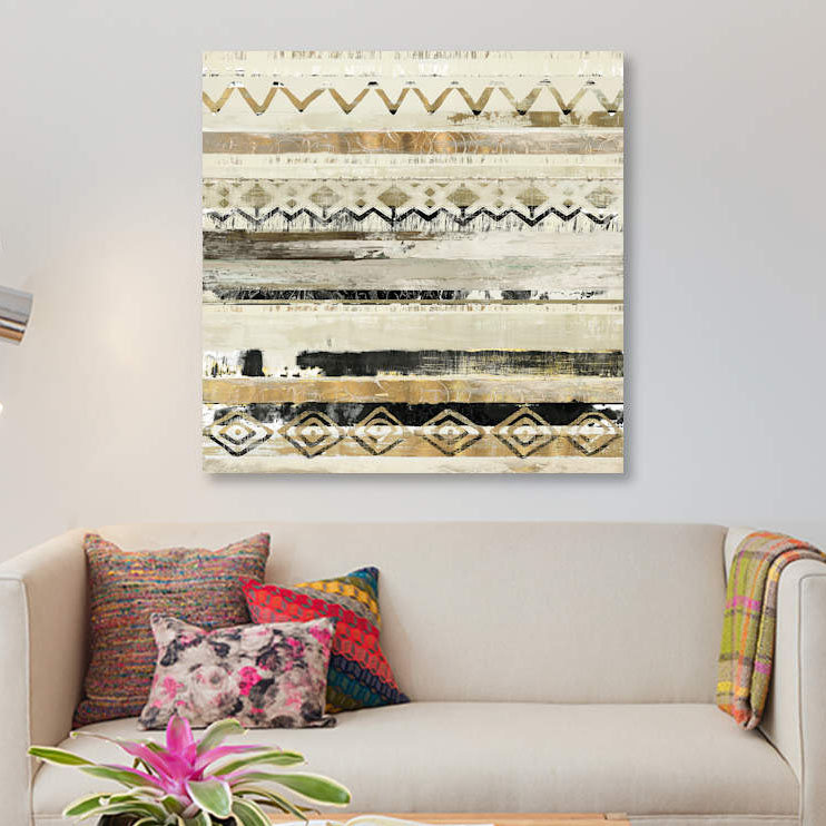 «African Patchwork II», impression sur toile, H 12 po x l 12 po x P 0,75 po, Pas de tapis, Toile tendue