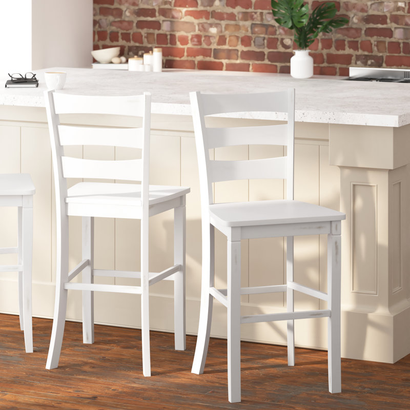 Laurel Solid Wood Counter Stool, White Wash